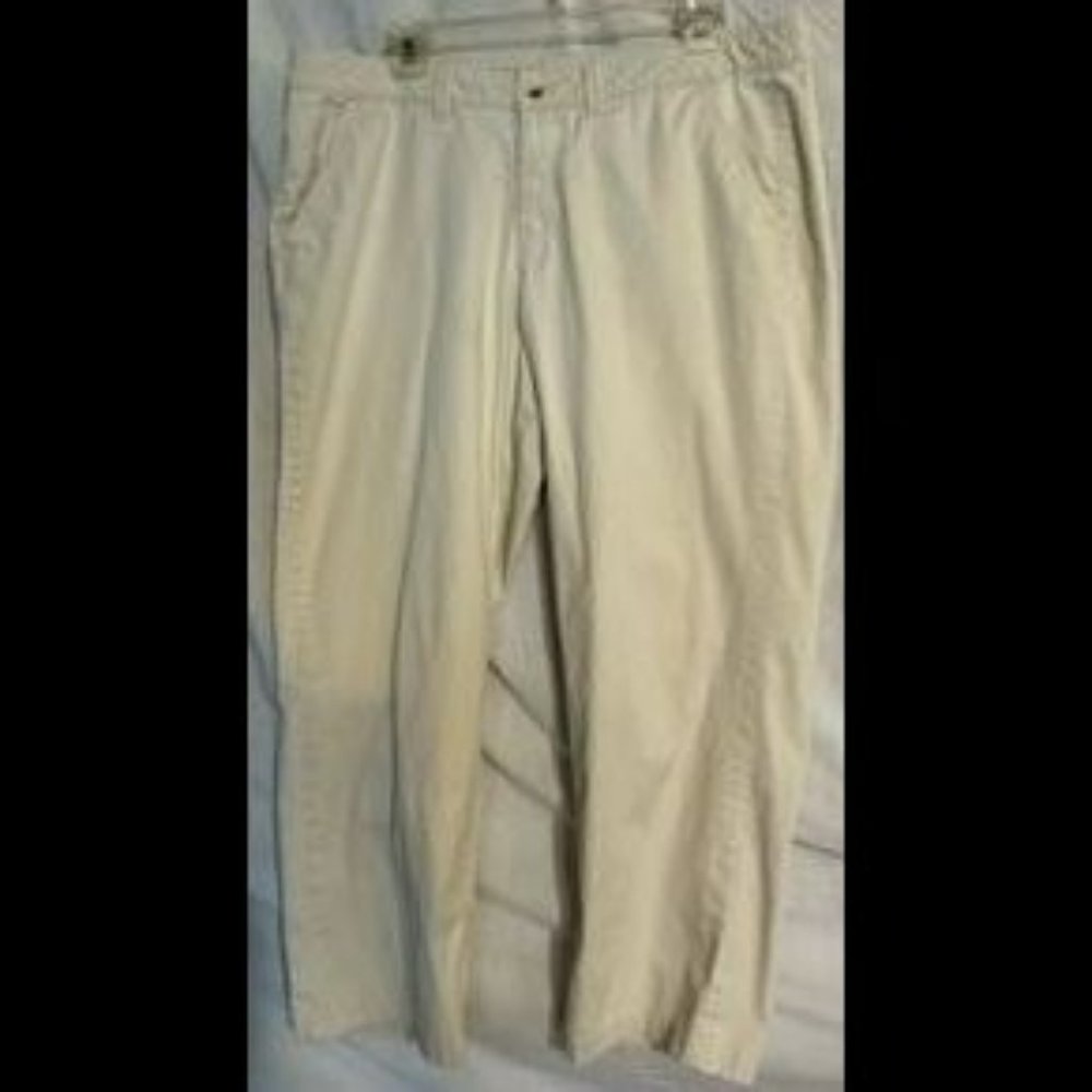 Stone/light khaki pant, front slit pockets, size 14
